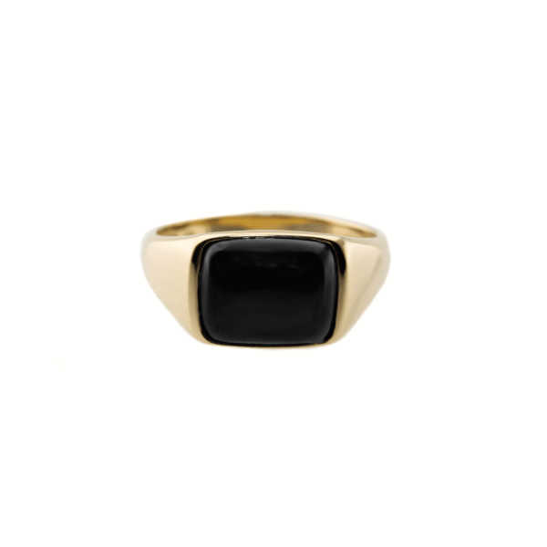 Yellow Gold Onyx Crest Ring