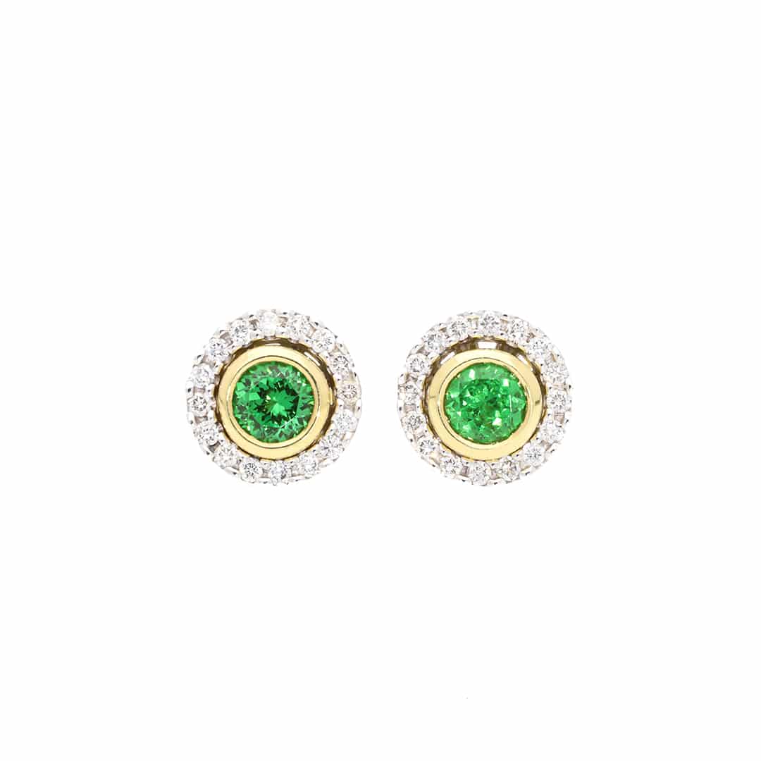 Gold Tsavorite Studs