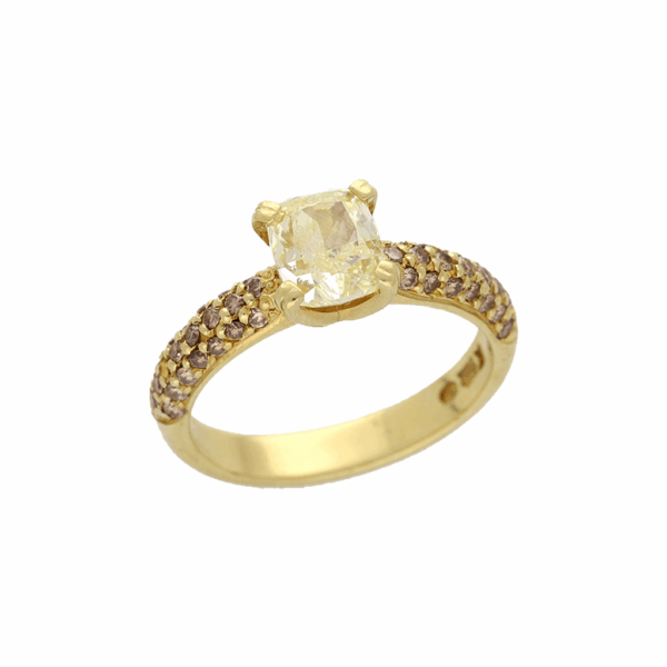 Engagement - Fancy Yellow Ring with Cognac Diamonds