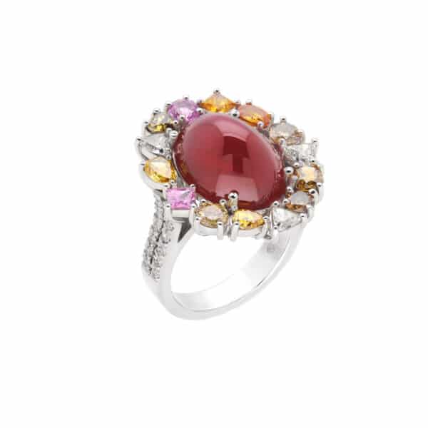 Rubin Cabochon Weißgold Ring
