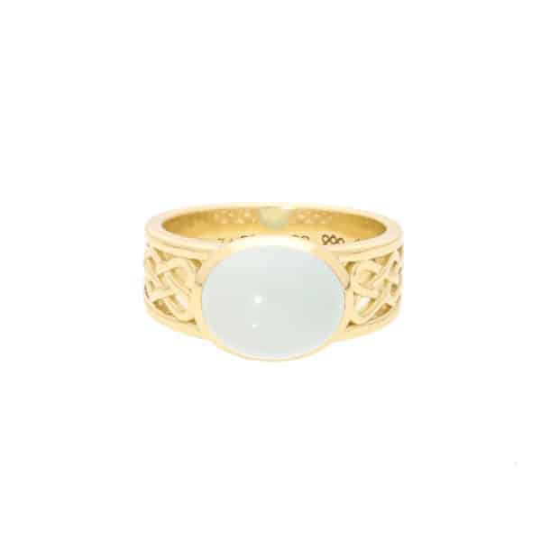 Aquamarine Cabochon Gold Celtic Ring