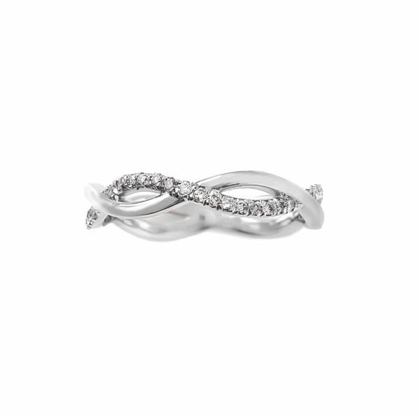White Gold Twist Eternity Ring With Diamonds
