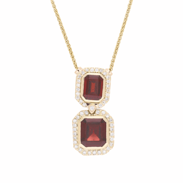 Granat- und Diamant-Halskette