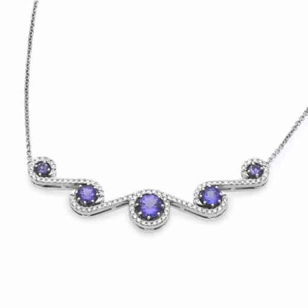 Tansanit und Diamant Halskette