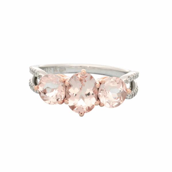 Morganit Trilogie Ring Set in Weißgold