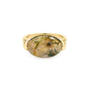 Moosachat Gelbgold Ring