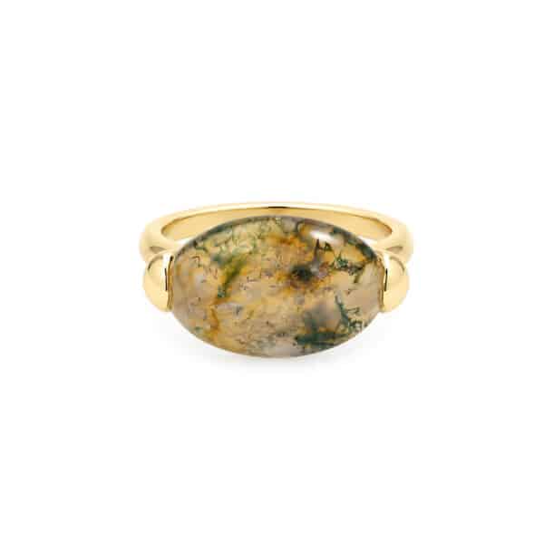 Moss Agate Yellow Gold Ring
