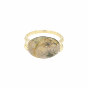 Moss Agate Yellow Gold Ring
