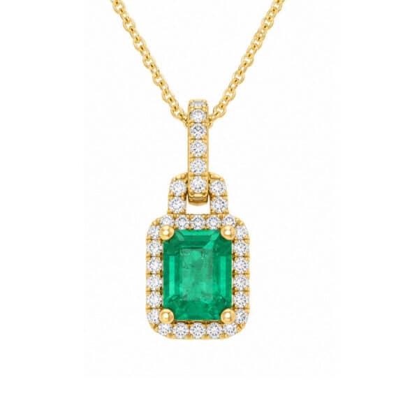 Emerald Gold Pendant with Diamonds