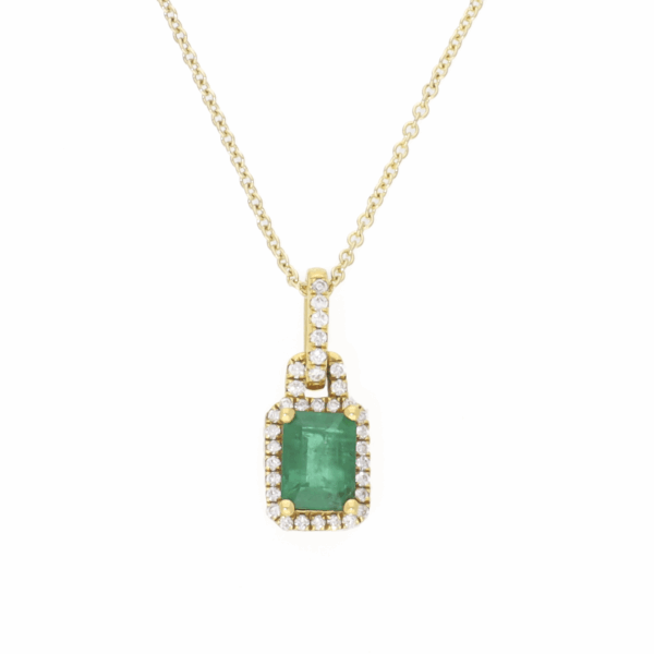 Emerald Gold Pendant with Diamonds
