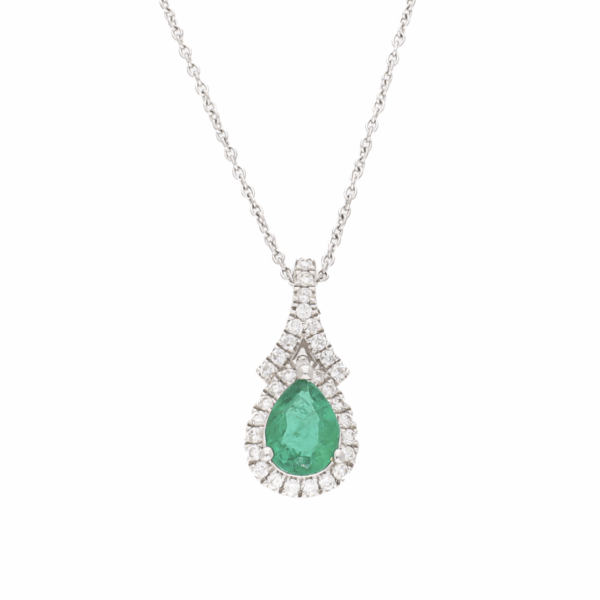 Pear-Shape Emerald Pendant with Diamonds