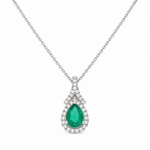 Pear-Shape Emerald Pendant with Diamonds