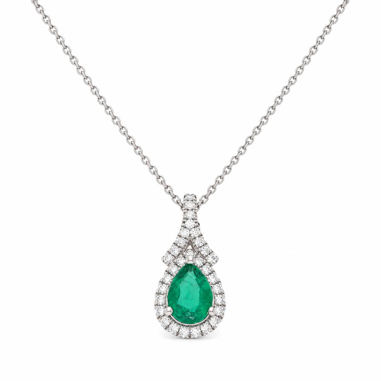 Pear-Shape Emerald Pendant with Diamonds