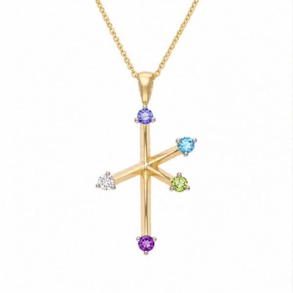 Anhänger „Südliches Kreuz“ mit mehreren Edelsteinen